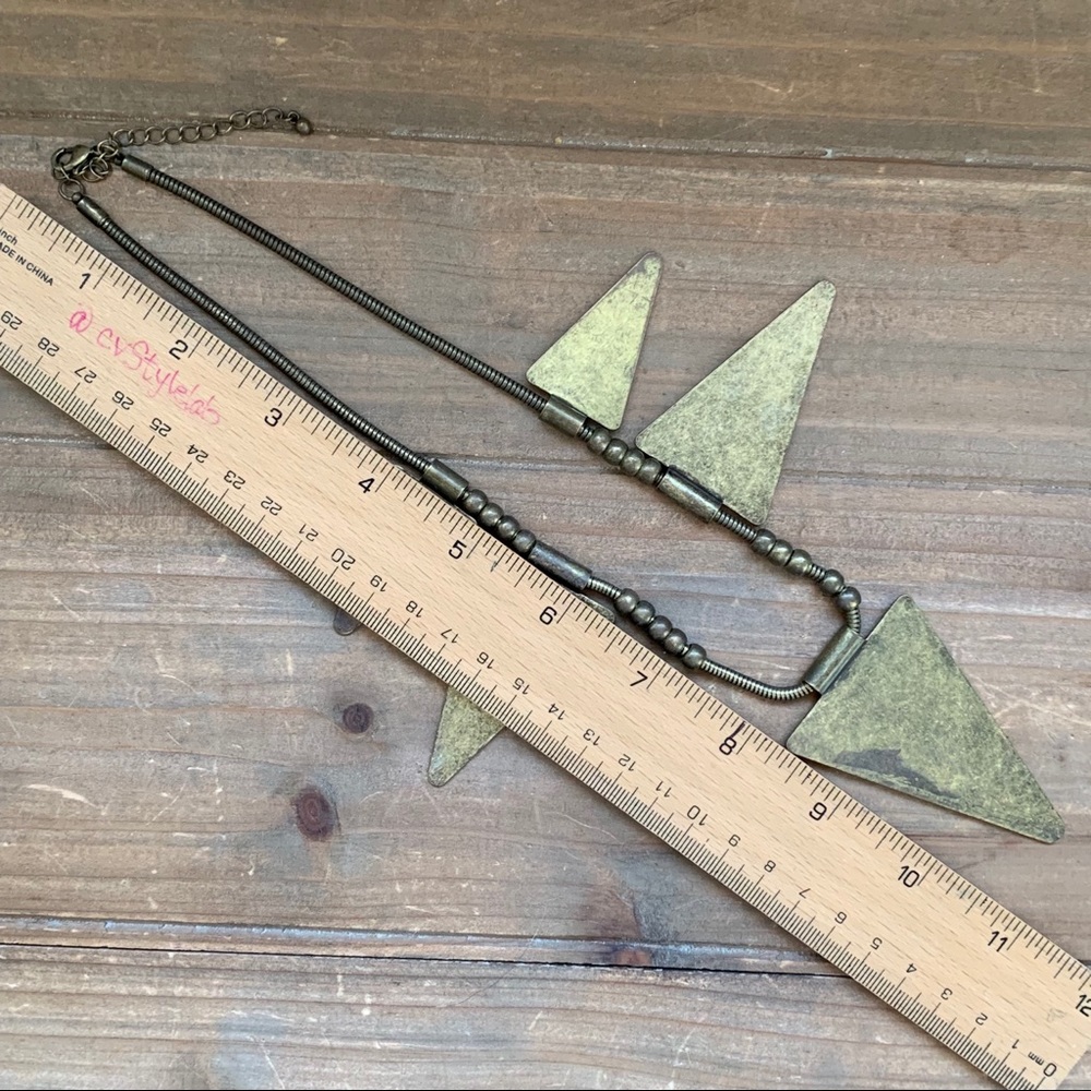 Geometric Brass Statement Necklace - image 6